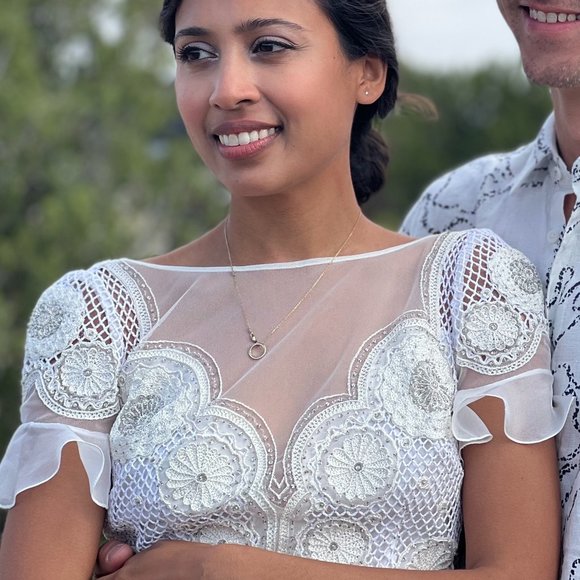 Temperley London Open-back embellished crocheted tulle and silk-chiffon gown - Picture 4 of 5